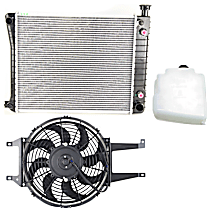 3-Piece Kit Radiator, 6 Cyl., 4.3L, Aluminum Core, Plastic Tank, 21 in. Core Width, without Engine Oil Cooler, Measures 21 in. Between Tanks
