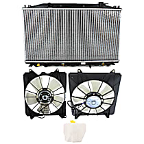 4-Piece Kit Radiator, 2.4L Engine, includes Coolant Reservoir and Cooling Fan Assemblies