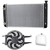 3-Piece Kit Radiator, 6/8 Cyl., 4.3/5.0L Engine, Aluminum Core, Plastic Tank, 28 in. Core Width, with Engine Oil Cooler, Measures 28 in. Between Tanks