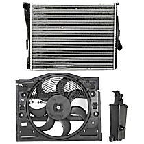 3-Piece Kit Radiator, Automatic Transmission, Condenser-Mounted, E4 Body, 3.0L 6Cyl,  Includes (1) Radiator, (1) Cooling Fan Assembly, and (1) Coolant Reservoir