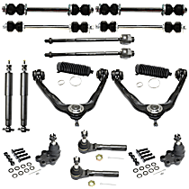 16-Piece Kit Front, Driver and Passenger Side Suspension Kit, Standard Cab Pickup, Rear Wheel Drive, With Front Coil Spring, Rack Steering Type, Power Steering, Except Electronic Suspension and Quadrasteer, With Standard Bushings