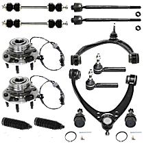 14-Piece Kit Front, Driver and Passenger Side Suspension Includes Ball Joints, Control Arms, Steering Rack Boots, Sway Bar Links, Tie Rod Ends, and Wheel Hubs