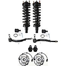 10-Piece Kit Front, Driver and Passenger Side Suspension with Ball Joints, Loaded Struts, Tie Rod Ends, and Wheel Hubs, with 16mm Tie Rod Thread