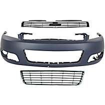 3-Piece Kit Front Primed Bumper Cover, Includes (1) Bumper Cover, (1) Bumper Grille, and (1) Grille