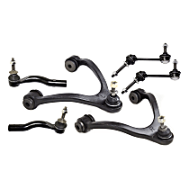 6-Piece Kit Front, Driver and Passenger Side, Upper Control Arm Kit, Link Only, includes (2) Control Arm, (2) Sway Bar Link, and (2) Tie Rod End