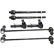 6-Piece Kit Front, Driver and Passenger Side Suspension Kit, includes (2) Sway Bar Link and (4) Tie Rod End