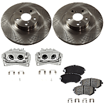 6-Piece Kit Front Brake Disc and Pad Kit, Plain Surface, 5 Lugs, Ceramic, AWD, L.L. Bean, 3.0L 6Cyl,  Includes (2) Brake Caliper, (2) Brake Disc, and (1) Brake Pad Set