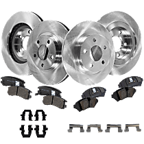 Front and Rear Brake Disc and Pad Kit, Plain Surface, 5 Lugs, Ceramic - Front, Semi-Metallic - Rear,  Sedan, Except Heavy Duty, From Chassis/VIN 129029, To Vin# 5U129028, Pro-Line Series