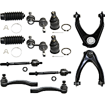 Front, Driver and Passenger Side Suspension Kit, includes Ball Joint, Control Arm, Steering Rack Boot, Sway Bar Link, and Tie Rod End