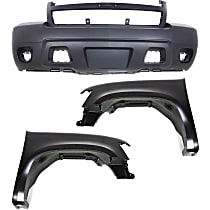 Front, Driver and Passenger Side Fender Kit, For Models without Off Road Package, Includes Bumper Cover, CAPA CERTIFIED
