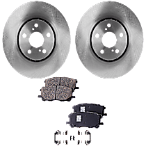 4-Piece Kit Front Brake Disc and Pad Kit, Plain Surface, 5 Lugs, Base, 3.3L 6Cyl,  Includes (2) Brake Disc and (1) Brake Pad Set