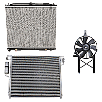 3-Piece Kit Radiator, 4.0L 6Cyl,  Includes (1) A/C Condenser, (1) Cooling Fan Assembly, and (1) Radiator