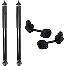 4-Piece Kit Rear, Driver and Passenger Side Shock, includes (2) Shock Absorber and Strut Assembly and (2) Sway Bar Link