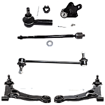 10-Piece Kit Front, Driver and Passenger Side, Lower Control Arms, Includes (2) Ball Joint, (2) Control Arm, (2) Sway Bar Link, and (4) Tie Rod End