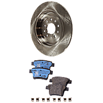 2-Wheel Set Rear Brake Disc and Pad Kit, Plain Surface 5 Lugs , includes (2) Brake Disc and (1) Brake Pad Set