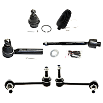 10-Piece Kit Front, Driver and Passenger Side, Lower Ball Joint, Without Kinetic Dynamic Suspension,  Includes (2) Ball Joint, (2) Steering Rack Boot, (2) Sway Bar Link, and (4) Tie Rod End
