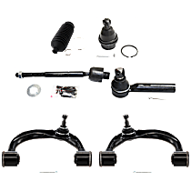 10-Piece Kit Front, Driver and Passenger Side, Upper Control Arm,  Includes (2) Ball Joint, (2) Control Arm, (2) Steering Rack Boot, and (4) Tie Rod End