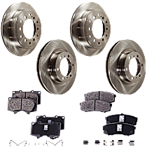 Front and Rear Brake Disc and Pad Kit, Plain Surface