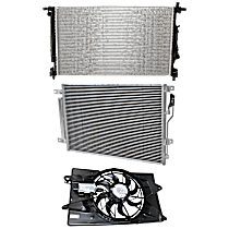 3-Piece Kit Radiator Fan, Single fan, Includes (1) A/C Condenser and (1) Radiator