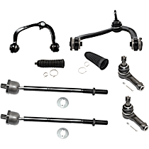8-Piece Kit Front, Driver and Passenger Side, Upper, Inner and Outer Suspension Kit, 4WD,  Includes (4) Tie Rod End, (2) Control Arm, and (2) Steering Rack Boot