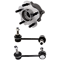 4-Piece Kit Rear, Driver and Passenger Side Wheel Hub 5 Lugs With Bearing, Includes (2) Sway Bar Link