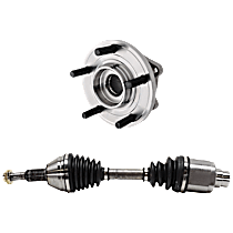 2-Piece Kit Front, Passenger Side Axle Assembly, New, includes (1) Axle Assembly and (1) Wheel Hub