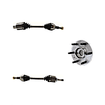 4-Piece Kit Front, Driver and Passenger Side Axle Assembly, With Standard Neoprene Outboard Boot, New, 3.6L 6Cyl  Includes (2) Axle Assembly and (2) Wheel Hub