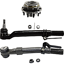 4-Piece Kit Front, Driver and Passenger Side Wheel Hub 10 Lugs With Bearing With Sensor, Includes (2) Tie Rod End