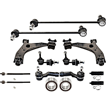 14-Piece Kit Front and Rear Suspension Kit, Includes (2) Control Arm, (2) Steering Rack Boot, (4) Sway Bar Link, (4) Tie Rod End, and (2) Wheel Bearing