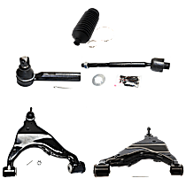 8-Piece Kit Front, Driver and Passenger Side, Lower Control Arms, Includes (2) Control Arm, (2) Steering Rack Boot, and (4) Tie Rod End