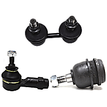6-Piece Kit Front, Driver and Passenger Side, Outer Tie Rod End, includes (2) Ball Joint, (2) Sway Bar Link, and (2) Tie Rod End