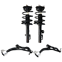 4-Piece Kit Front, Driver and Passenger Side Fully Loaded Strut, AWD, includes (2) Control Arm and (2) Shock Absorber and Strut Assembly