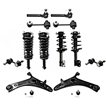 12-Piece Kit Front and Rear Suspension Kit,  Includes (2) Control Arm, (4) Shock Absorber and Strut Assembly, (4) Sway Bar Link, and (2) Tie Rod End