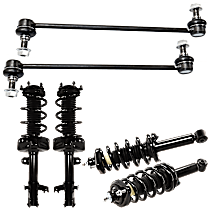 6-Piece Kit Front and Rear Suspension Kit,  Includes (4) Shock Absorber and Strut Assembly and (2) Sway Bar Link