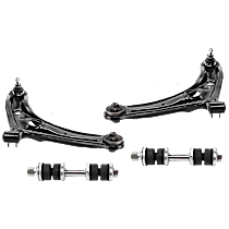 4-Piece Kit Front, Driver and Passenger Side, Lower Control Arms, Includes (2) Control Arm and (2) Sway Bar Link