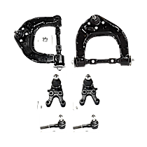 6-Piece Kit Front, Driver and Passenger Side, Upper Control Arm,  Includes (2) Ball Joint, (2) Control Arm, and (2) Tie Rod End