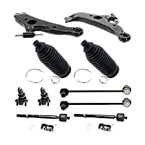 10-Piece Kit Front, Driver and Passenger Side, Lower Control Arm,  Includes (2) Ball Joint, (2) Control Arm, (2) Steering Rack Boot, (2) Sway Bar Link, and (2) Tie Rod End