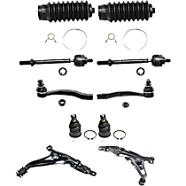 10-Piece Kit Front, Driver and Passenger Side Suspension Kit, Includes (2) Ball Joint, (2) Control Arm, (2) Steering Rack Boot, and (4) Tie Rod End
