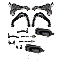 12-Piece Kit Front, Driver and Passenger Side Suspension Kit, Includes (4) Control Arm, (2) Steering Rack Boot, (2) Sway Bar Link, and (4) Tie Rod End