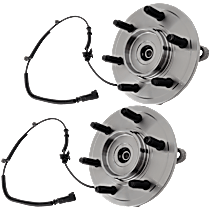 6-Piece Kit Wheel Hub, Four Wheel Drive, With 6 Stud Hub, 6 Lugs, With Bearing, With Sensor, 4WD, includes (4) Tie Rod End and (2) Wheel Hub