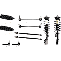 10-Piece Kit Front, Driver and Passenger Side Suspension Kit, Includes (2) Shock Absorber and Strut Assembly, (2) Steering Rack Boot, (2) Sway Bar Link, and (4) Tie Rod End