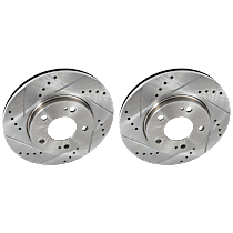 Front and Rear Brake Disc and Pad Kit, Cross-drilled and Slotted, 5 Lugs
