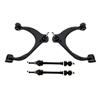 3-Piece Kit Front, Driver and Passenger Side, Upper Control Arm, With Stamped Steel Arm, includes (2) Control Arm and (1) Sway Bar Link