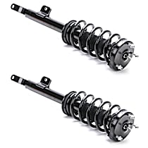 4-Piece Kit Front, Driver and Passenger Side Fully Loaded Strut, RWD, includes (2) Shock Absorber and Strut Assembly and (2) Sway Bar Link