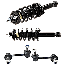 4-Piece Kit Rear, Driver and Passenger Side Fully Loaded Strut,  Includes (2) Shock Absorber and Strut Assembly and (2) Sway Bar Link