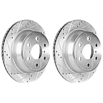 Rear Brake Disc and Pad Kit, Cross-drilled and Slotted, 6 Lugs, 13.58 in.