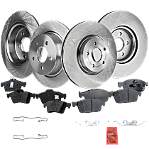Front and Rear Brake Disc and Pad Kit, Plain Surface, 5 Lugs, Cast Iron, Organic Pad Material, Pro-Line Series