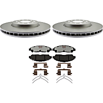 Front Brake Disc and Pad Kit, Plain Surface, 6 Lugs, 186.94 mm ID and 321.06 mm OD, Hybrid (Ceramic and Semi-Metallic), OE Equipped with Ceramic Pads, Element3 EHT Series