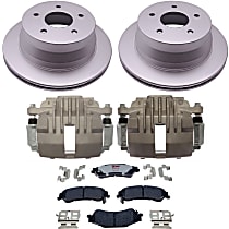 Rear, Brake Disc and Caliper Kit, 4WD, OE Equipped with Ceramic Pads, Natural Caliper, Hybrid (Ceramic and Semi-Metallic), 5 Lugs, Element3 Series