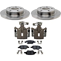 Rear, Brake Disc and Caliper Kit, FWD, OE Equipped with Ceramic Pads, Natural, 5 Lugs, R-Line Series
